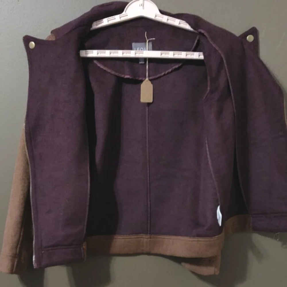 Leo & Sage Wool Blend Moto Jacket NEW WITH TAGS SIZE SMALL - Picture 2 of 8